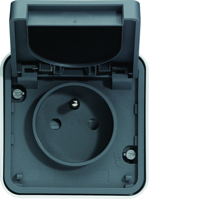 cubyko leaf prise de courant 2P+T �tanche IP55 gris installation saillie