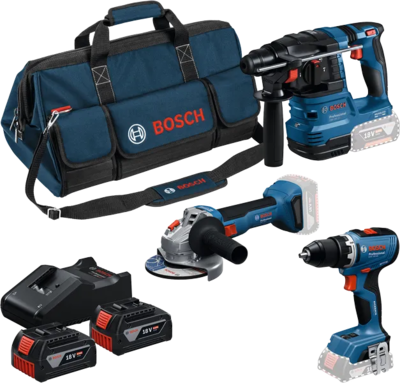 COMBO KIT 3 OUTILS 18V : GSR 18V-65 + GWS 18V-8 + GBH 18V-22 + 2 GBA + GAL sac