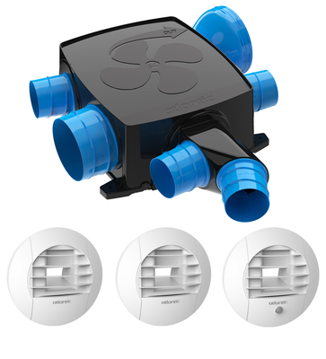 Kit piles Hygrocosy BC FLEX + VMC hygro basse conso plat 6 sanitaires (3bouches)