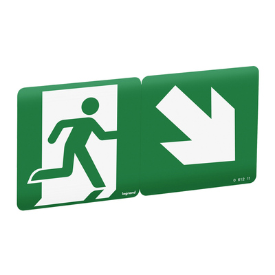 Etiquette signalisation vacuation repositionnable, recyclable - flche  45