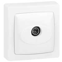 Prise tlvision simple mle Appareillage saillie complet - blanc