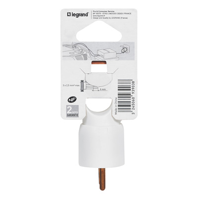 Fiche mle avec terre plastique Annela avec anneau - blister - blanc