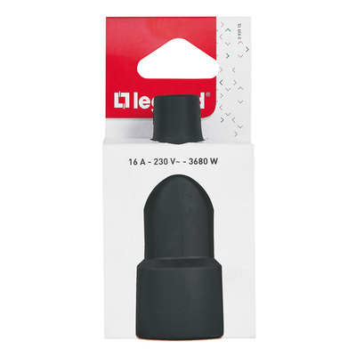 Fiche femelle avec terre - caoutchouc - 16A -  vis - sortie droite - blister