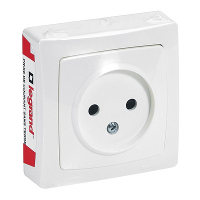 Prise de courant sans terre Appareillage Saillie bornes vis - brochable - blanc