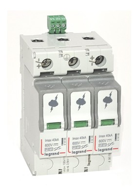 Parafoudre photovoltaque type2 - 2ples protgs - 3modules - Imax 40 kA 600V=