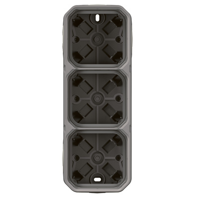 Bo�tier saillie � embouts 3 postes horizontaux et verticaux Plexo gris