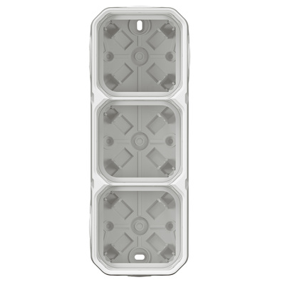 Botier saillie  embouts 3 postes horizontaux et verticaux Plexo blanc