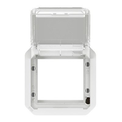 Adaptateur Plexo � volet transparent pour Mosaic - composable blanc
