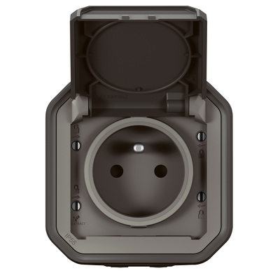 Prise de courant 2P+T Plexo complet saillie anthracite