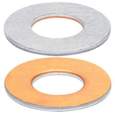 Rondelle alu-cuivre diam�tre 30mm, per�age 6,5mm, �paisseur 2mm