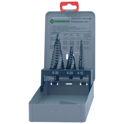 Kit de trois forets tags Kwik Stepper dans un coffret mtal