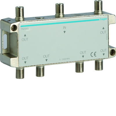 R�partiteur TV hertzien/satellite 6 sorties COAX 5-2400MHz