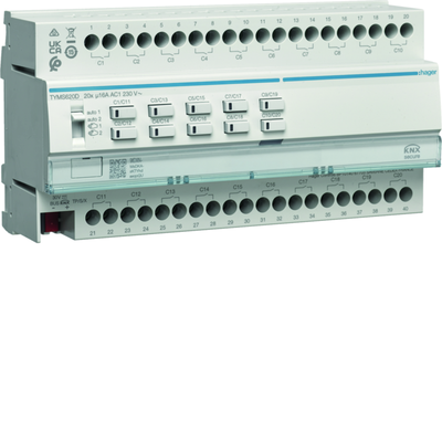 Actionneur KNX Secure 20 sorties 16A/230V configuration Mode easy/ETS