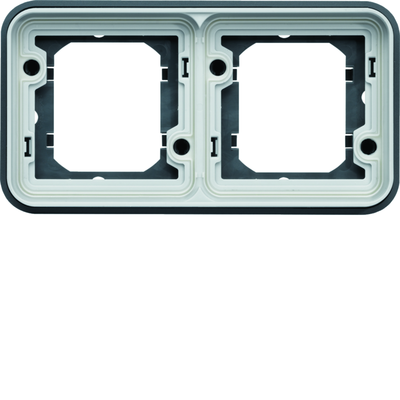 Support double �tanche Cubyko pour montage encastr� horizontal, IP55, Gris