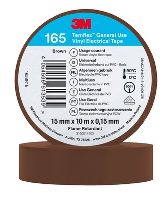 Temflex 165 Ruban d'isolation �lectrique 15mm x 10m �paisseur 0,15mm Marron