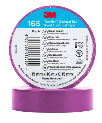 Temflex 165 Ruban d'isolation �lectrique 15mm x 10m �paisseur 0,15mm Violet