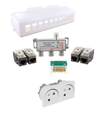 Kit comm. grade 3 + prise dble 2p+t plastelbox