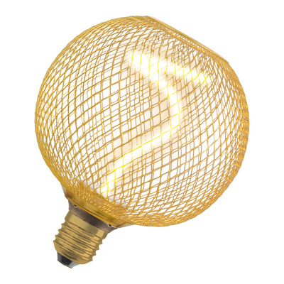 Led osram 1906 cage dor�e globe 125 filament spirale gradable 3,5w 170lm 818 e27