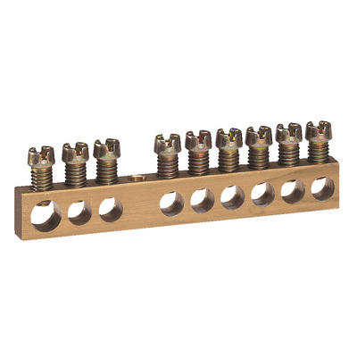 Bornier de r�partition nu � visser - 1 connexion 6mm� � 25mm� - longueur 122mm