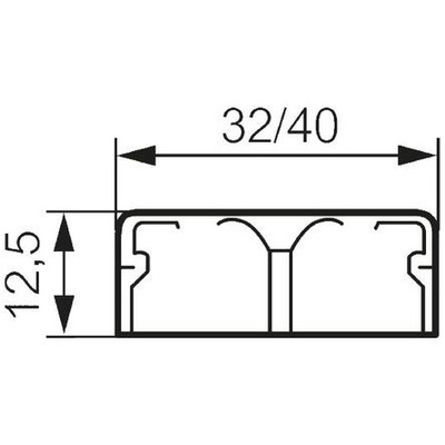 Moulure DLPlus 40x12,5mm 2 compartiments longueur 2,1m - blanc