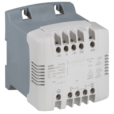 Transformateur de commande et s�curit� � vis -prim 230/400V~/sec 24/48 V -250V~A