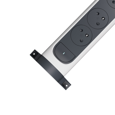 Rallonge 4x2P+T Surface avec interrupteur sans cordon - blanc/gris fonc�