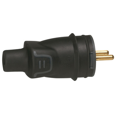 Fiche borne � vis 2P+T 16A IK08 IP44 � sortie droite avec �tiquette avec Gencod