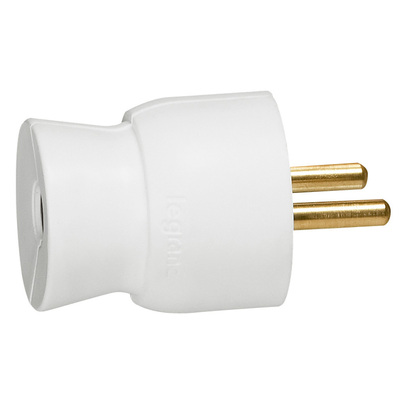 Fiche plastique 2P+T 16A � sortie droite - blanc