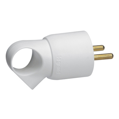 Fiche plastique 2P+T 16A � anneau - blanc