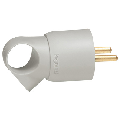 Fiche plastique 2P+T 16A - � anneau - gris