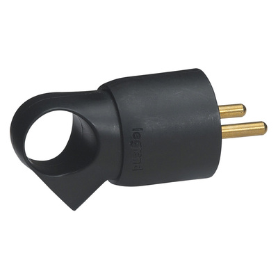 Fiche plastique 2P+T 16A - � anneau - noir