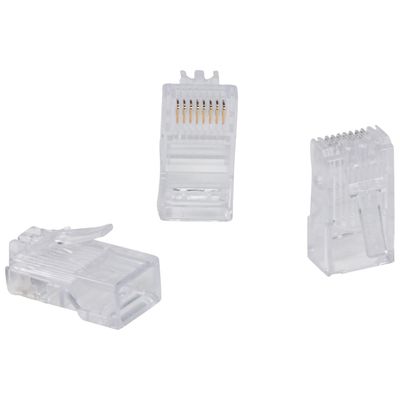 Fiche RJ45 cat�gorie5e 8 contacts largeur 11,7mm pour c�ble rond