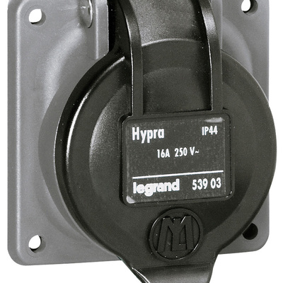Prise de courant fixe 2P+T � brochage domestique Hypra IP44 - 250V~ - plastique