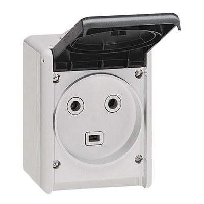 Prise �tanche 2P+T 32A Plexo complet IP44 saillie - gris