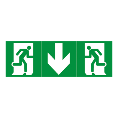 Etiquette d'�vacuation adh�sive pour BAES : fl�che vers le bas