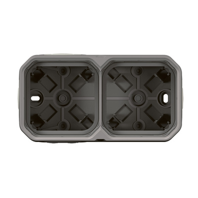 Bo�tier saillie � embouts 2 postes horizontaux et verticaux Plexo gris