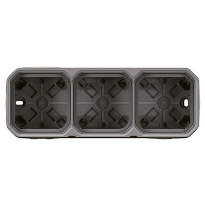 Bo�tier saillie � embouts 3 postes horizontaux et verticaux Plexo gris