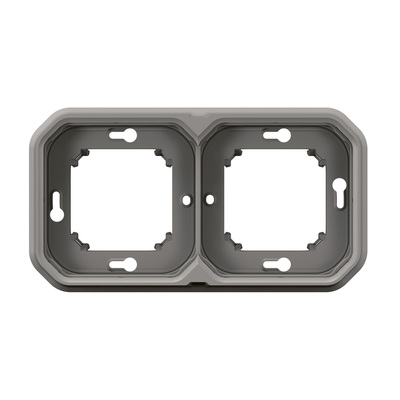 Support plaque encastr� 2 postes montage horizontal/vertical Plexo gris