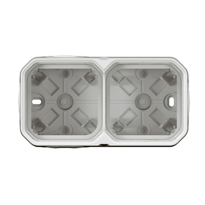 Bo�tier saillie � embouts 2 postes horizontaux et verticaux Plexo blanc