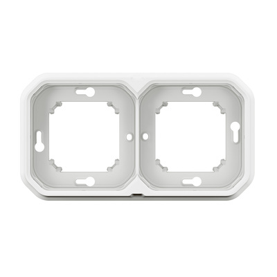 Support plaque encastr� 2 postes montage horizontal/vertical Plexo blanc