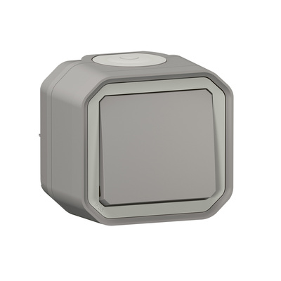 Poussoir NO Plexo complet en saillie gris