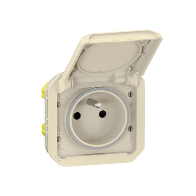 Prise de courant �tanche 2P+T auto Plexo composable sable - 16A 250V
