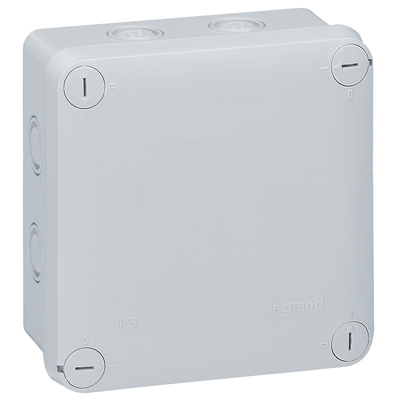 Bo�te de d�rivation carr�e pour presse-�toupe Plexo gris 7 entr�es 105x105x55mm