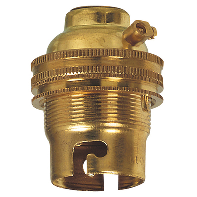 Douille pour ampoule B22 - avec bague - sortie de c�ble lat�rale - laiton