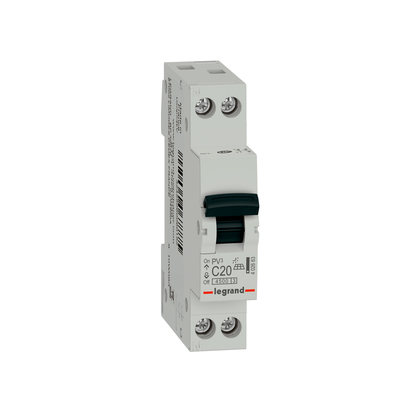 Disjoncteur PV� 4500 - vis/vis - U+N 230V~ 20A - 4,5kA - courbe C - 1 module
