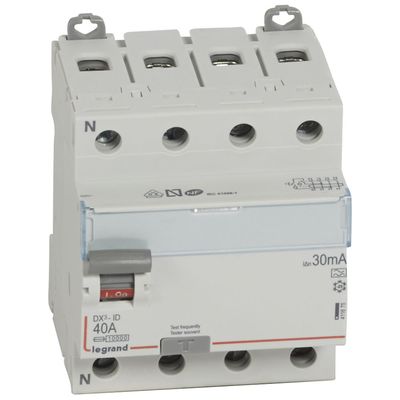 Interrupteur diff�rentiel DX�-ID haut/bas vis - 4P 400V~ 40A typeA 30mA - 4 mod