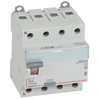 Interrupteur diff�rentiel DX�-ID haut/bas vis - 4P 400V~ 40A typeA 300mA -4 mod