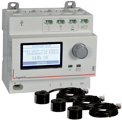 Pack Ecocompteur avec 3 transformateurs de courant ferm�s 60A