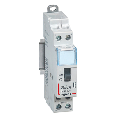 Contacteur domestique CX� silencieux bobine 230V~ -2P 250V~ 25A 2F - 1 module