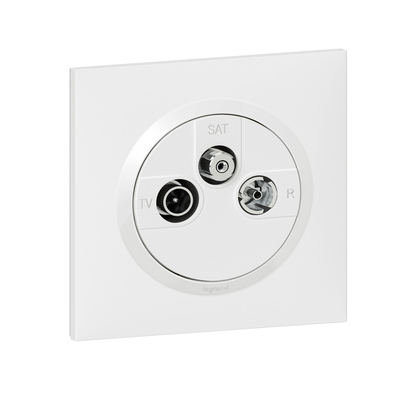 Prise TV-R-SAT 1 c�ble dooxie one livr� avec plaque carr�e blanche et griffes